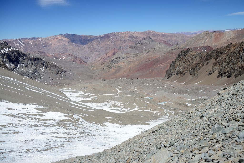 16 Looking Back At The Trail Across The Relinchos Glacier From Plaza Argentina Base Camp, Relinchos Valley, Cerro Colorado And Rico From The Hill To Camp 1